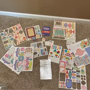 Morning birthday and party themed stickers and Cardstock bday items